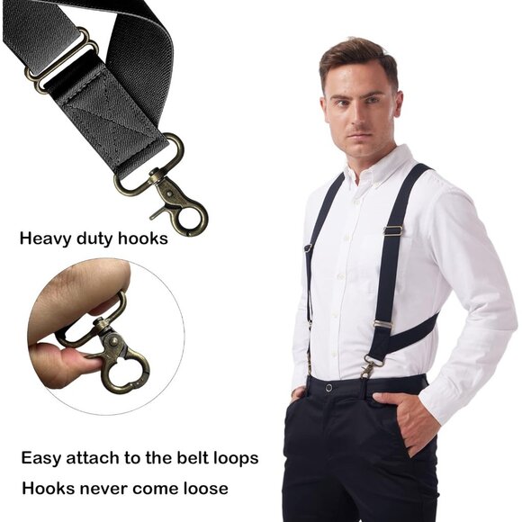 Heavy Duty Suspenders for Men Big Black Tall Comfortable Adjustable Support - Picture 6 of 8
